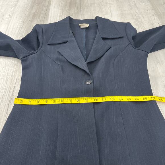 Vintage Fashion Bug Navy One Button Long Sleeve Collared Long Blazer 9 Juniors - Picture 9 of 10